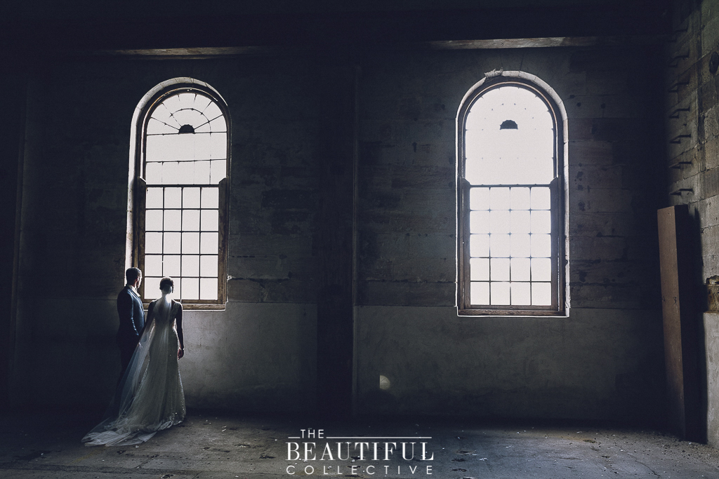 bride looking out a window