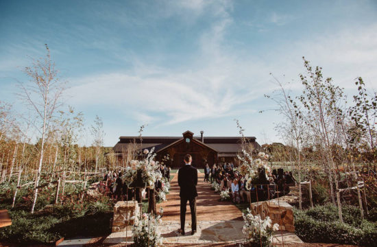 groom waiting at ceremony at bendooley estate